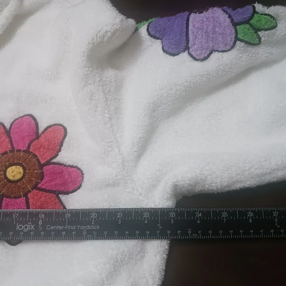 Agean Apparel Terrycloth Short Robe White Floral Embroidery 90s Y2K Vtg OSFM - Picture 9 of 11